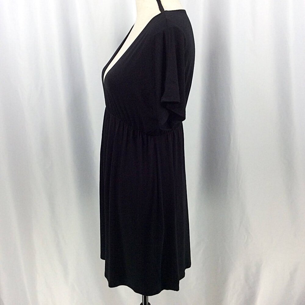 Ana Cover Up Dress Womens Size Large Black V-Neck‎ Dolman Short Sleeve Stretch - Picture 4 of 6
